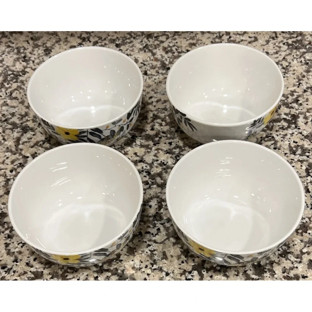 Set Of 4 ROYAL NORFOLK Spring‎ Bee Floral Soup Cereal Bowls 5.5